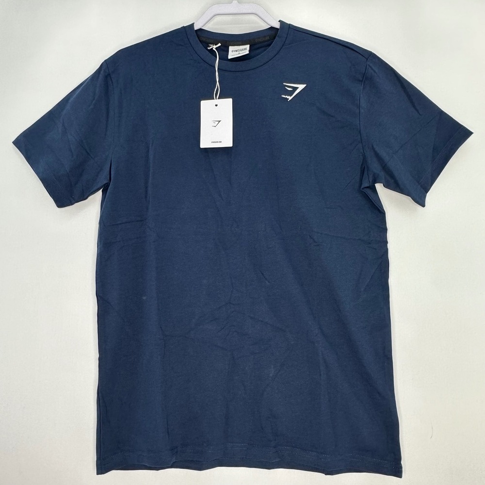 Gymshark‎ Crest Short Sleeve T-Shirt Navy Small Reg Fit Cotton Embroidered Logo